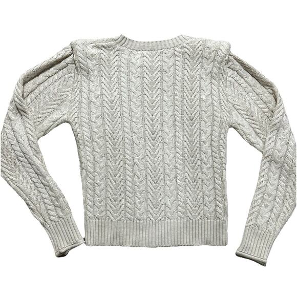 Evereve Alexis Strong Shoulder Cable Pullover Sweater Women’s Small Cream - Picture 10 of 10